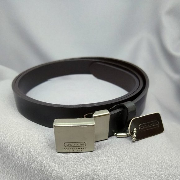 Genuine Leather Black Coach Belt - Unique Style, Vintage (90s) - 19"to 32" - Picture 2 of 7